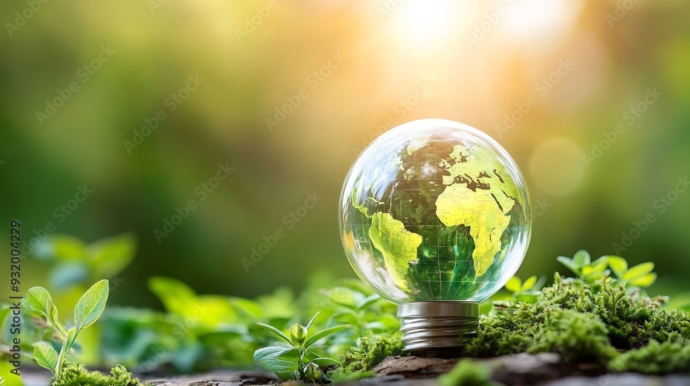 Earth in a Light Bulb - A Symbol of Sustainable Energy Earth in a Light Bulb - A Symbol of Sustainable Energy