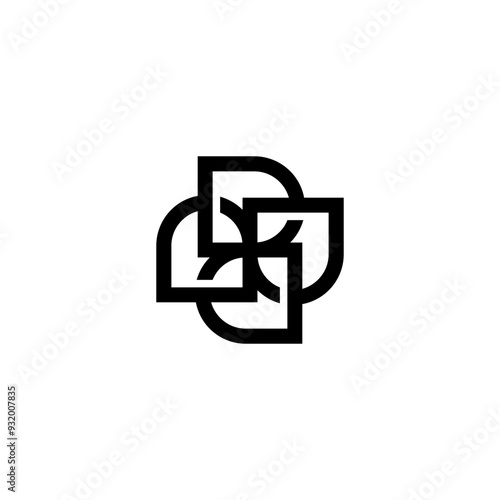 monogram D rotation logo, vortex Vector design of initial with modern, simple, clean style.