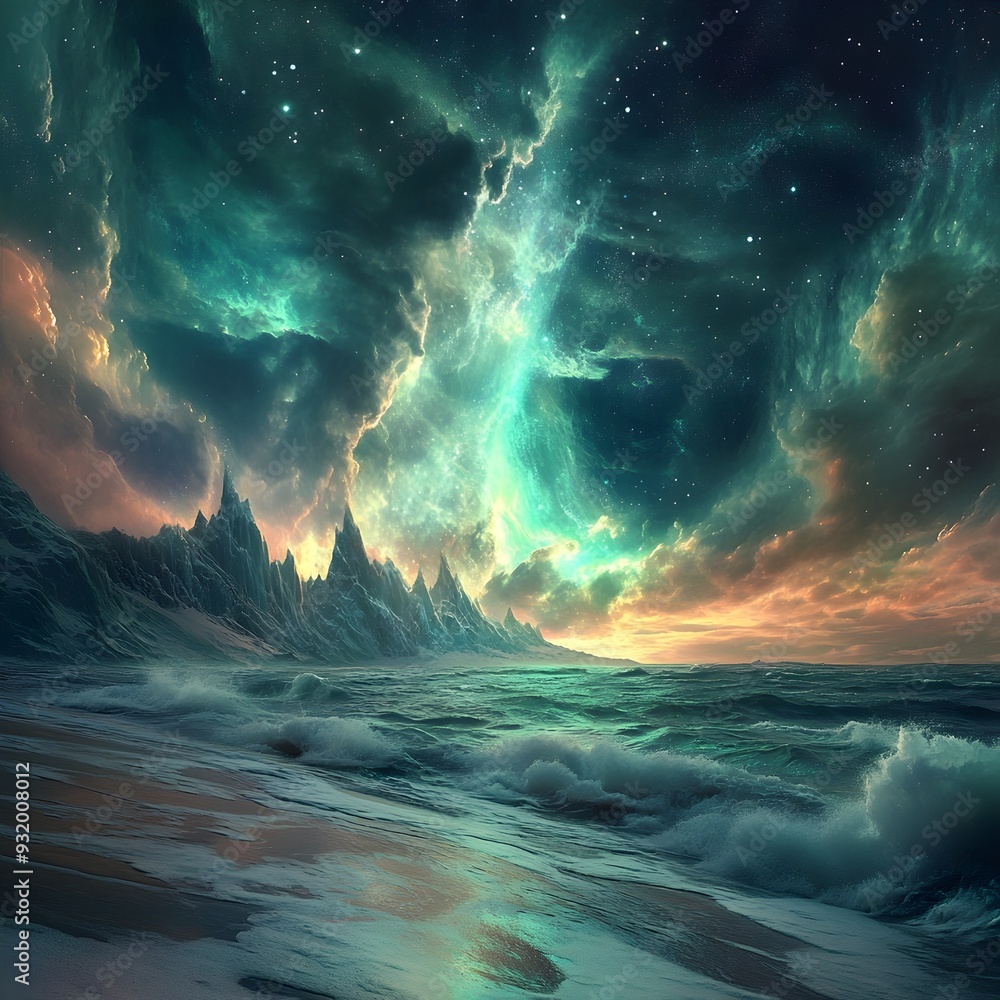 Otherworldly Cosmic Panorama Mesmerizing Celestial Landscapes Ethereal Aurora Borealis and Hypnotic Gravitational Flows Otherworldly Cosmic Panorama Mesmerizing Celestial Landscapes Ethereal Aurora Borealis and Hypnotic Gravitational Flows