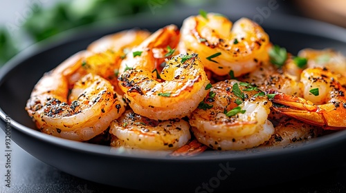  Cooked Shrimp in a Black Bowl