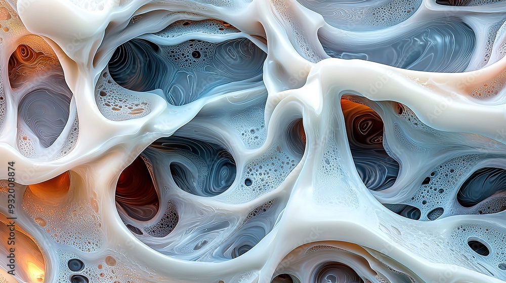 A close-up shot of a white and brown liquid flowing down a large fabric's center A close-up shot of a white and brown liquid flowing down a large fabric's center