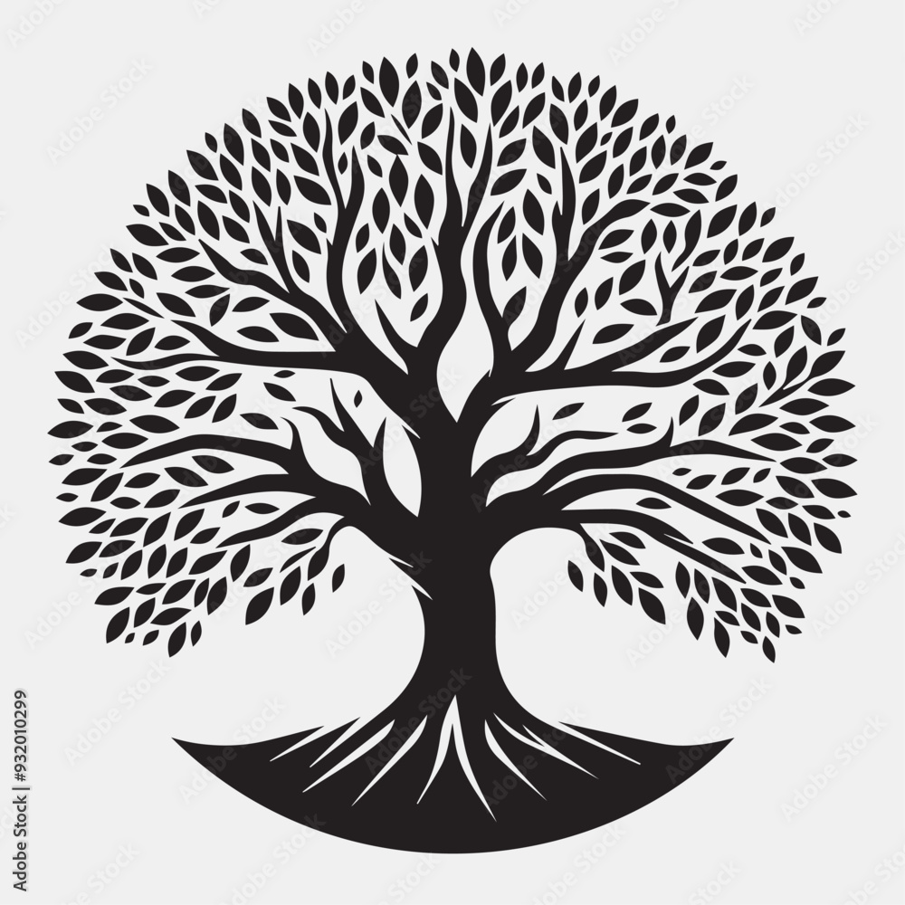 Obraz premium a minimalist vector logo featuring the outline of a single tree.