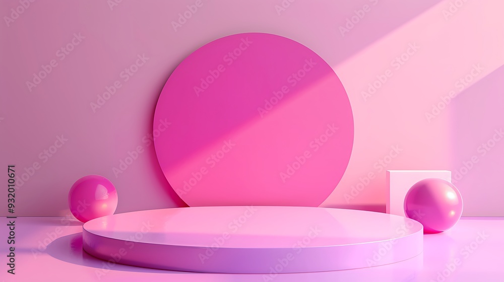 Pink Minimalist Product Display with Geometric Shapes Pink Minimalist Product Display with Geometric Shapes