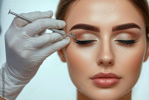 Close-up of a Woman Receiving Eyeliner Procedure