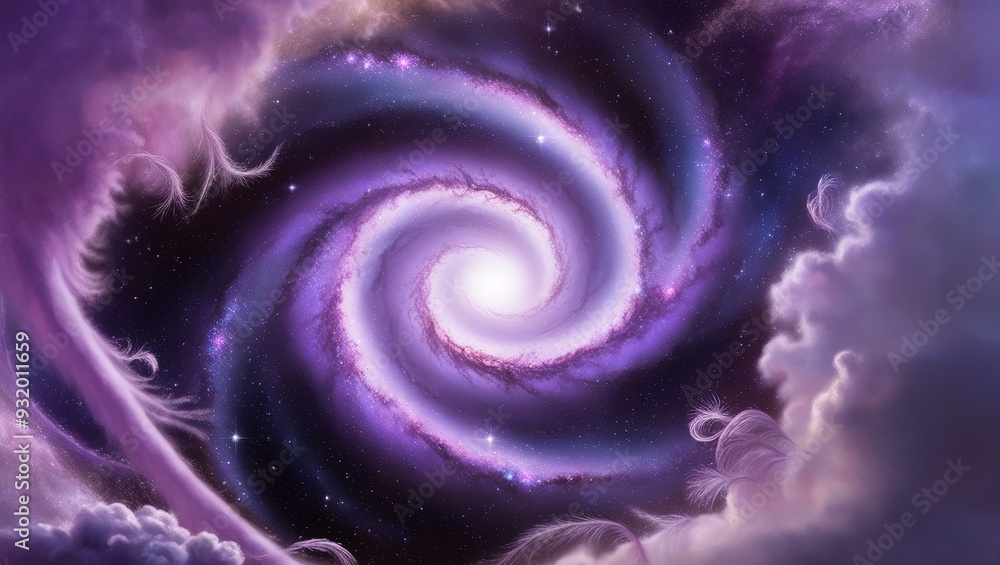 Abstract Galaxy Swirling in Purple and White with Stars Abstract Galaxy Swirling in Purple and White with Stars
