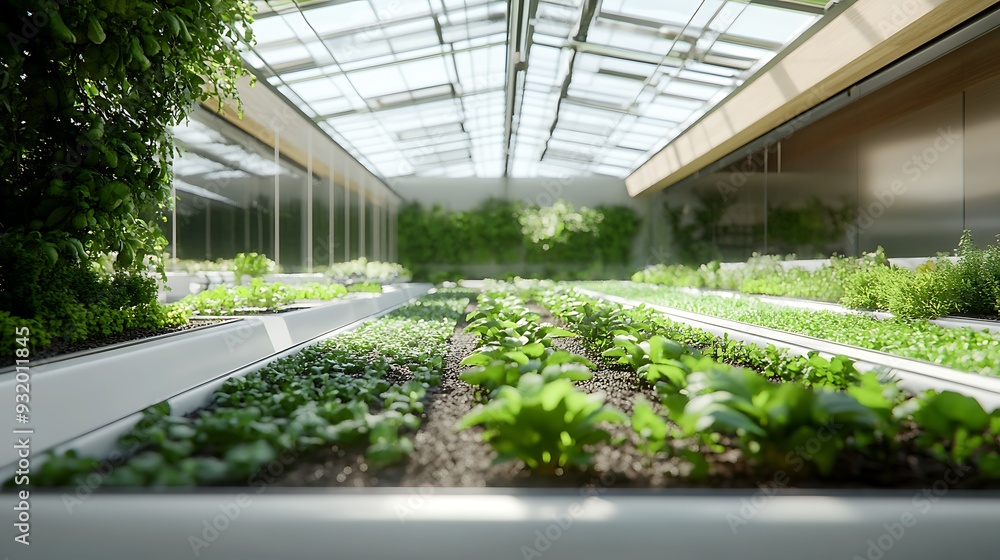 A high-tech agricultural facility with automated systems and digital crop monitoring A high-tech agricultural facility with automated systems and digital crop monitoring