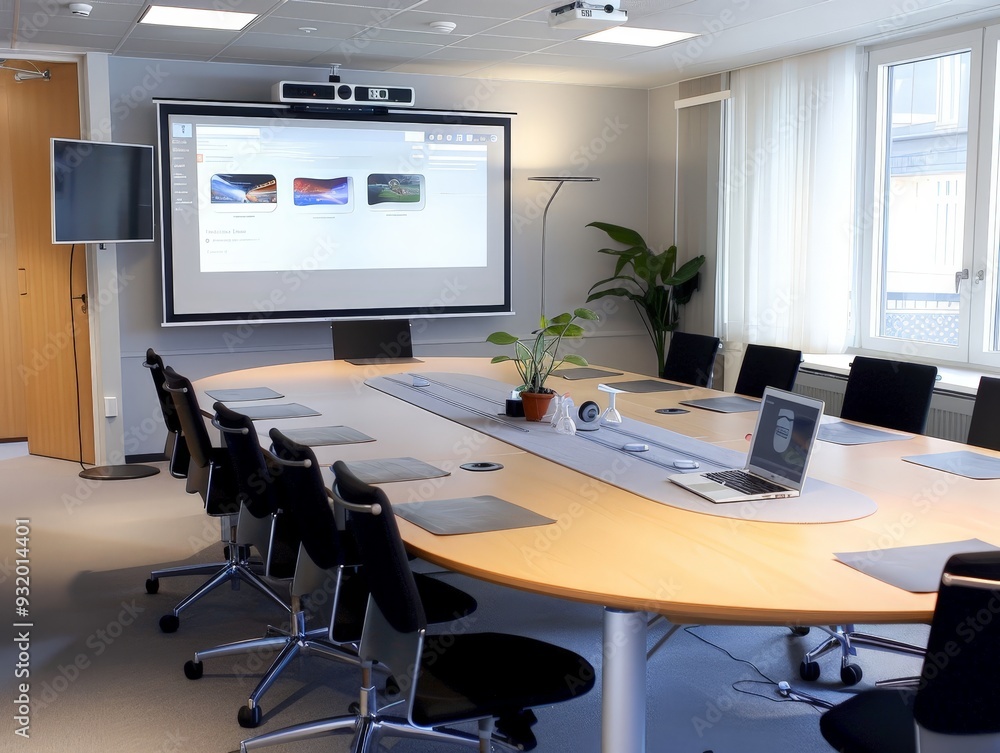 Fototapeta premium Empty office interior with chairs and a table, perfect for meeting or work