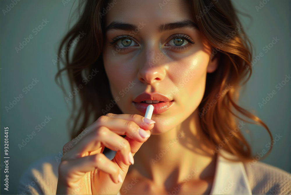 Hands holding pills, a sick woman struggling with a difficult choice about contraceptives, emotional weight Hands holding pills, a sick woman struggling with a difficult choice about contraceptives, emotional weight