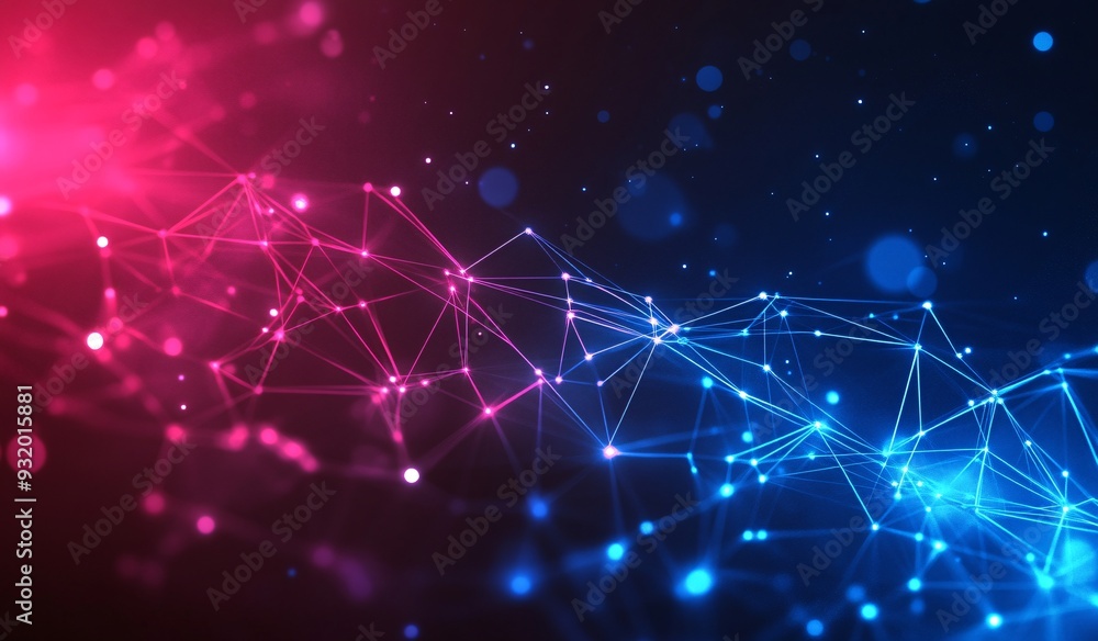 Abstract Network Connections Background with Vibrant Blue and Pink Nodes Abstract Network Connections Background with Vibrant Blue and Pink Nodes
