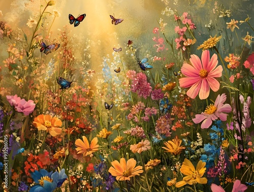 Vibrant Wildflower Meadow Bursting with Blooms Digital of Nature s Enchanting Display