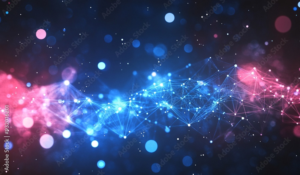 Fototapeta premium Abstract Network Connections Background with Vibrant Blue and Pink Nodes