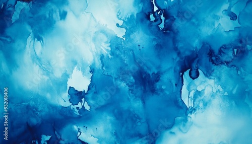 Abstract Blue Watercolor Batik Background: Navy Ink Splatter Texture. Elegant Liquid Oil Chaos for Artistic UI, Web Posters, and Banners. Minimalist Tie-Dye Composition with Gradient Grain. Creative M