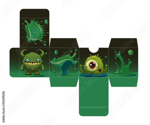 DIY Halloween Swamp Thing monsters box to assemble with fun and funny scary swamp monster illustration in vector . See more on our profile
