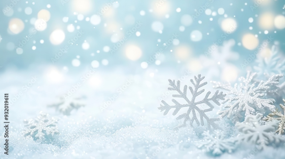 Naklejka premium Snowflakes falling gently as a family bonds together, Winter connections, Holiday festivities happening.