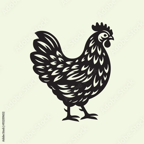 Black Rooster Silhouette Vector Illustration with Transparent Background