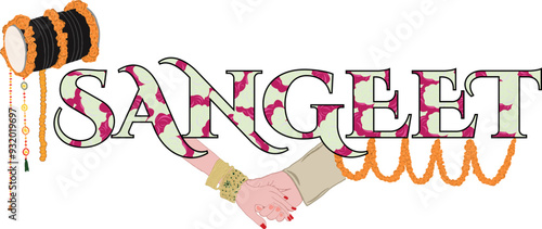 Sangeet hindu Wedding Sign Welcome Board containing marriage decoratives