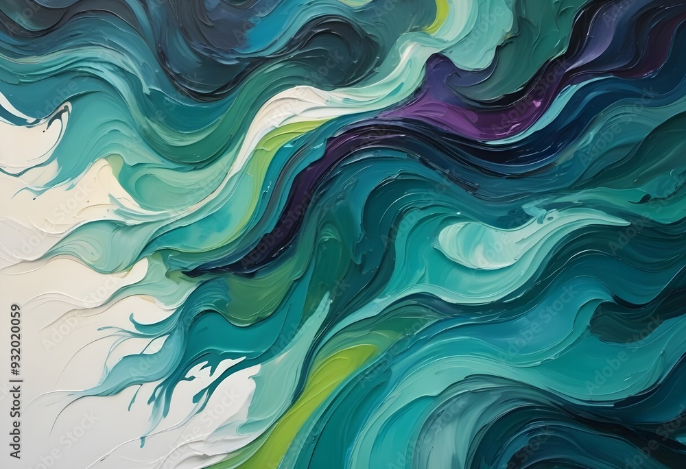 Fototapeta premium Dynamic Blue and Green Oil Paint Texture with Bold Brushstrokes and Rich Depth
