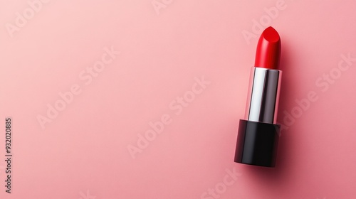 Red Lipstick on Pink Background