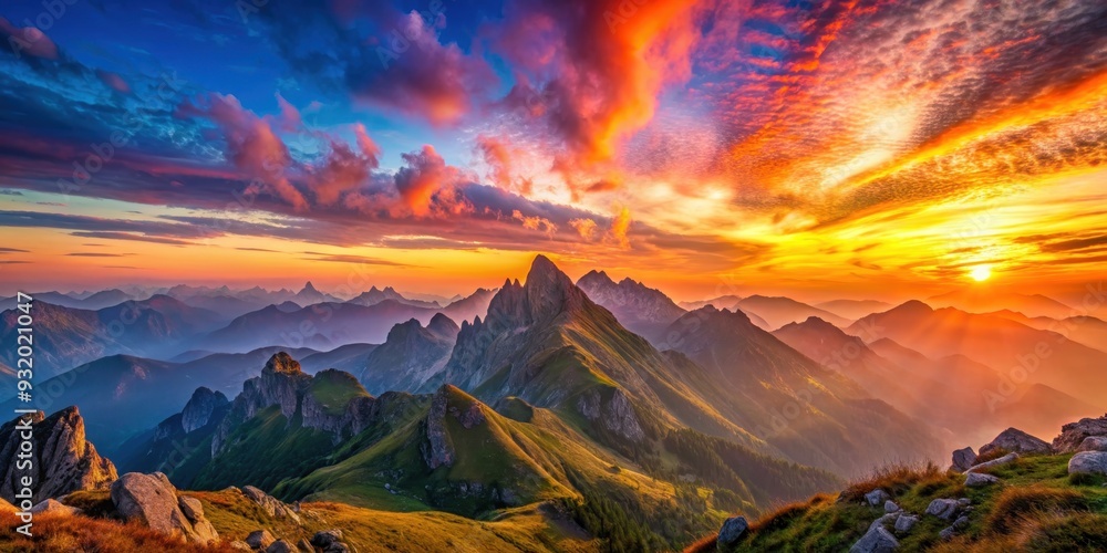 Sunset over beautiful mountain peaks with colorful sky , mountains, sunset, sky, colors, landscape, nature, scenic, dusk Sunset over beautiful mountain peaks with colorful sky , mountains, sunset, sky, colors, landscape, nature, scenic, dusk