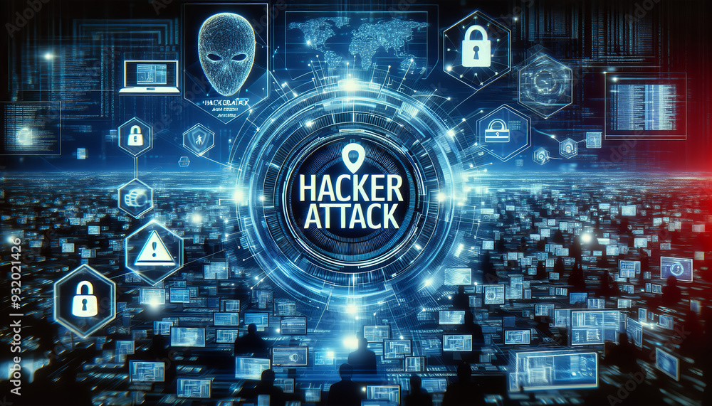 Obraz premium Digital image depicting a cybersecurity alert with the text 