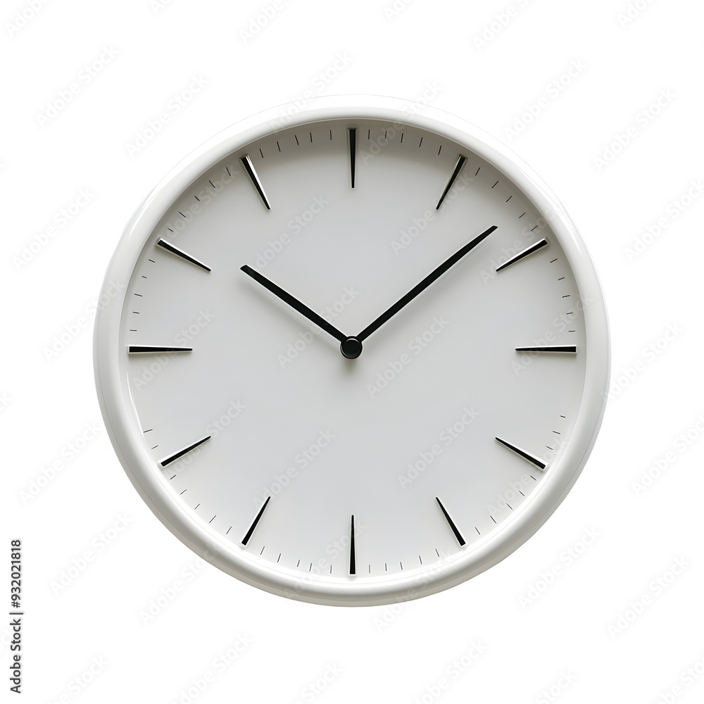 Streamlined Modern Ceramic Wall Clock on Plain White background transparent png Streamlined Modern Ceramic Wall Clock on Plain White background transparent png