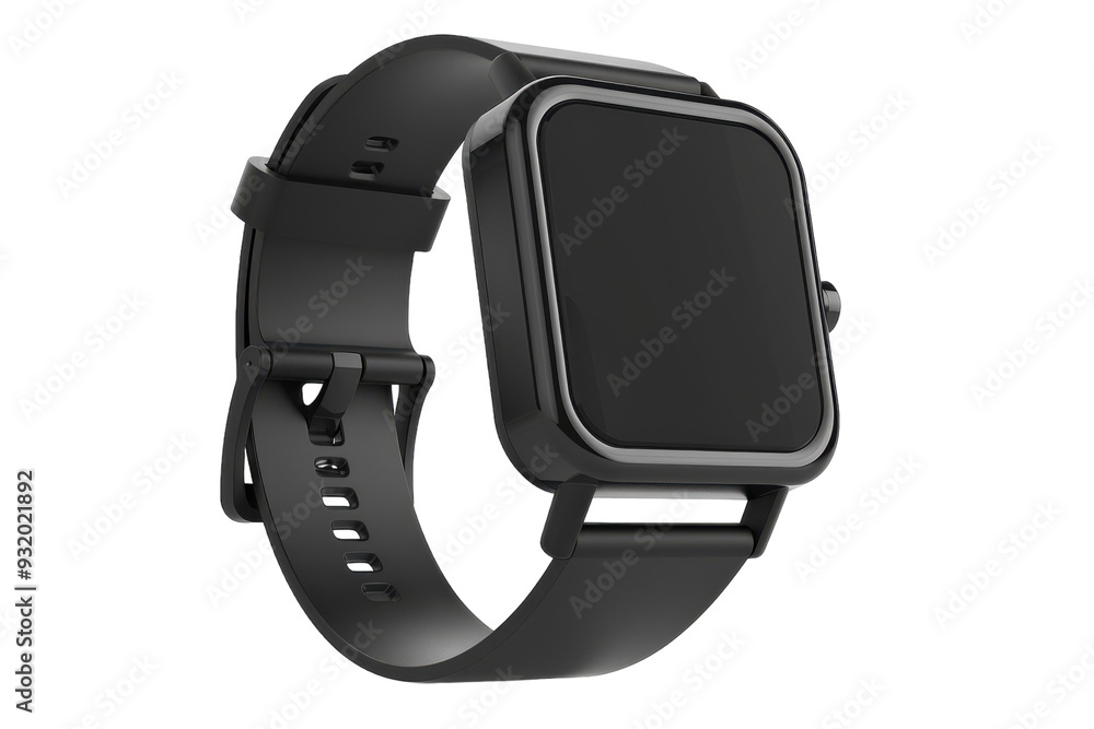 Stylish square smartwatch with features Isolated On Transparent Background Stylish square smartwatch with features Isolated On Transparent Background