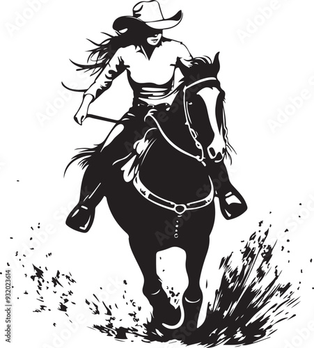 silhouette of a cowgirl racing horse 