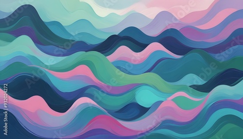 Title: Colorful Abstract Waves of Fluid Light. Dynamic Texture Background. Pink, Blue, White.