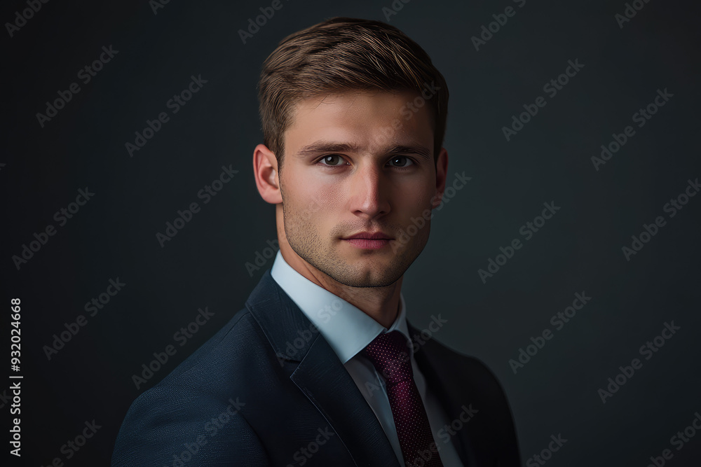 A Striking Image of a Young Financial Professional in a Dark Suit, Exuding Confidence and Poise for the Corporate World. A Striking Image of a Young Financial Professional in a Dark Suit, Exuding Confidence and Poise for the Corporate World.