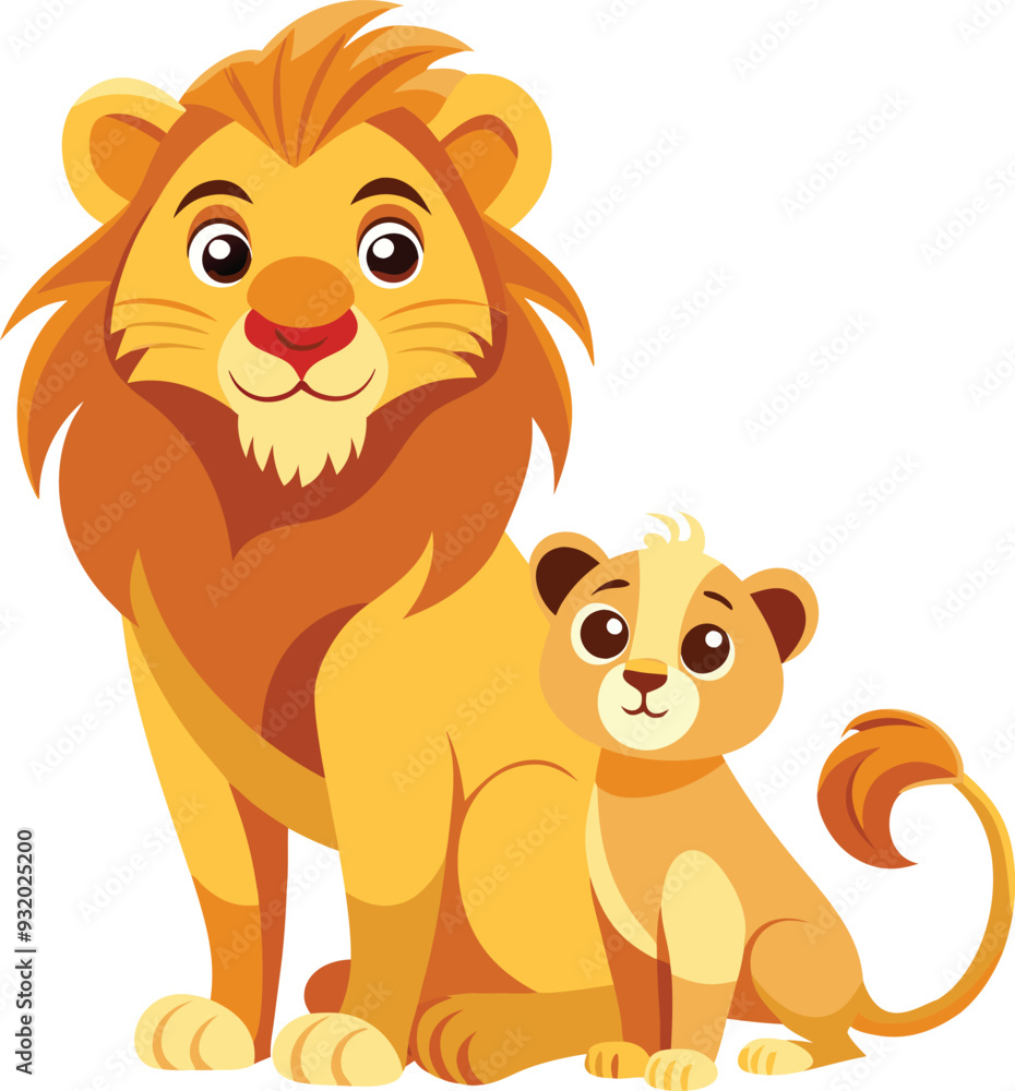A Lion With Cub Vector Illustration A Lion With Cub Vector Illustration