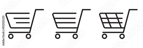 Shopping basket icon set. Vector illustration