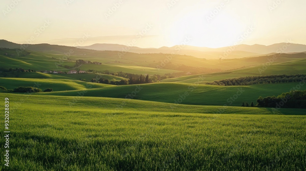 Obraz premium Golden Hour Over Rolling Hills