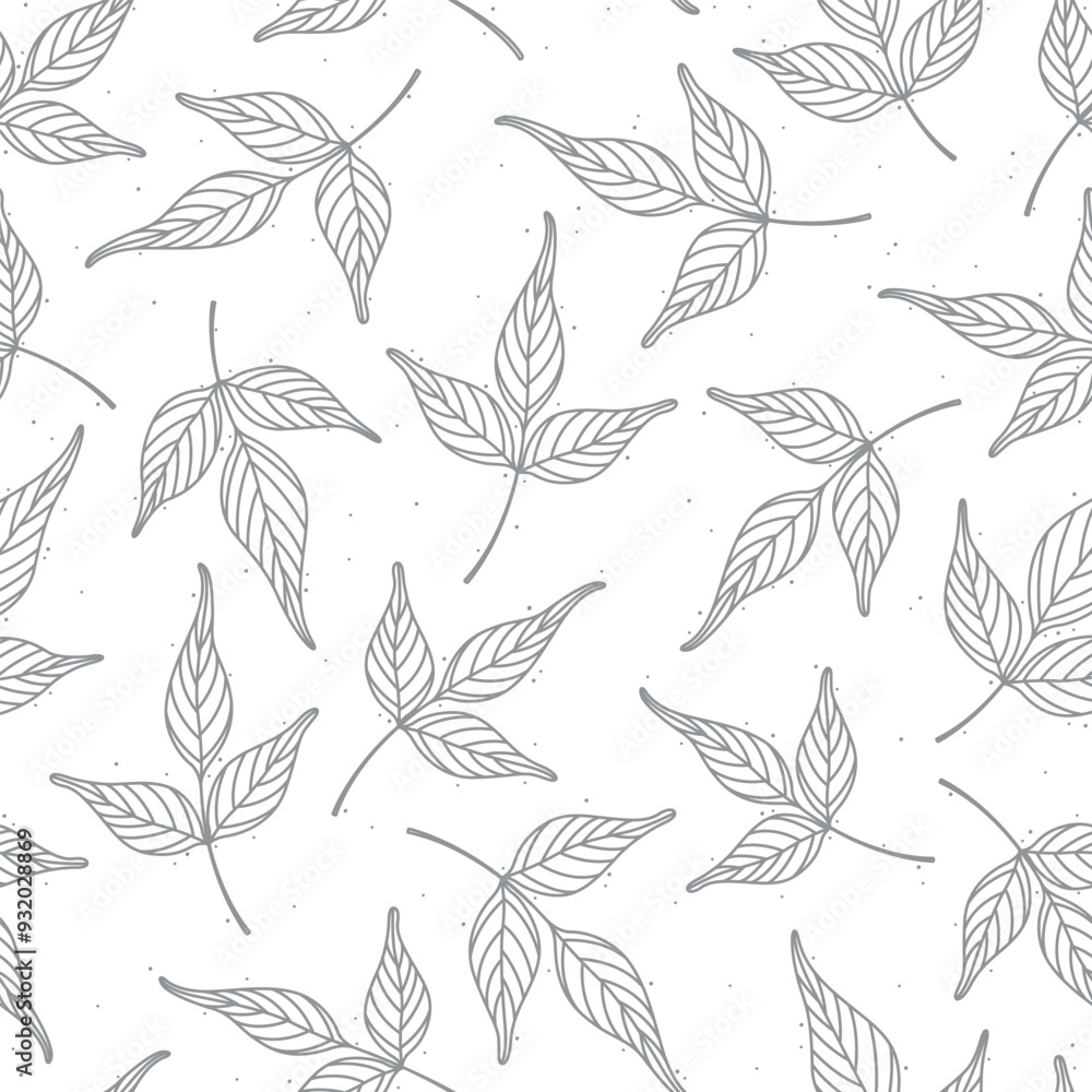 Fototapeta premium Series of seamless flower pattern motif in rustic floral hand drawing outline line textile fabric wallpaper paper wrap print