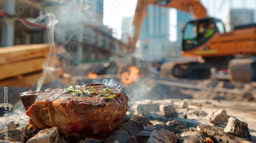 Steak Cooked on Construction Site