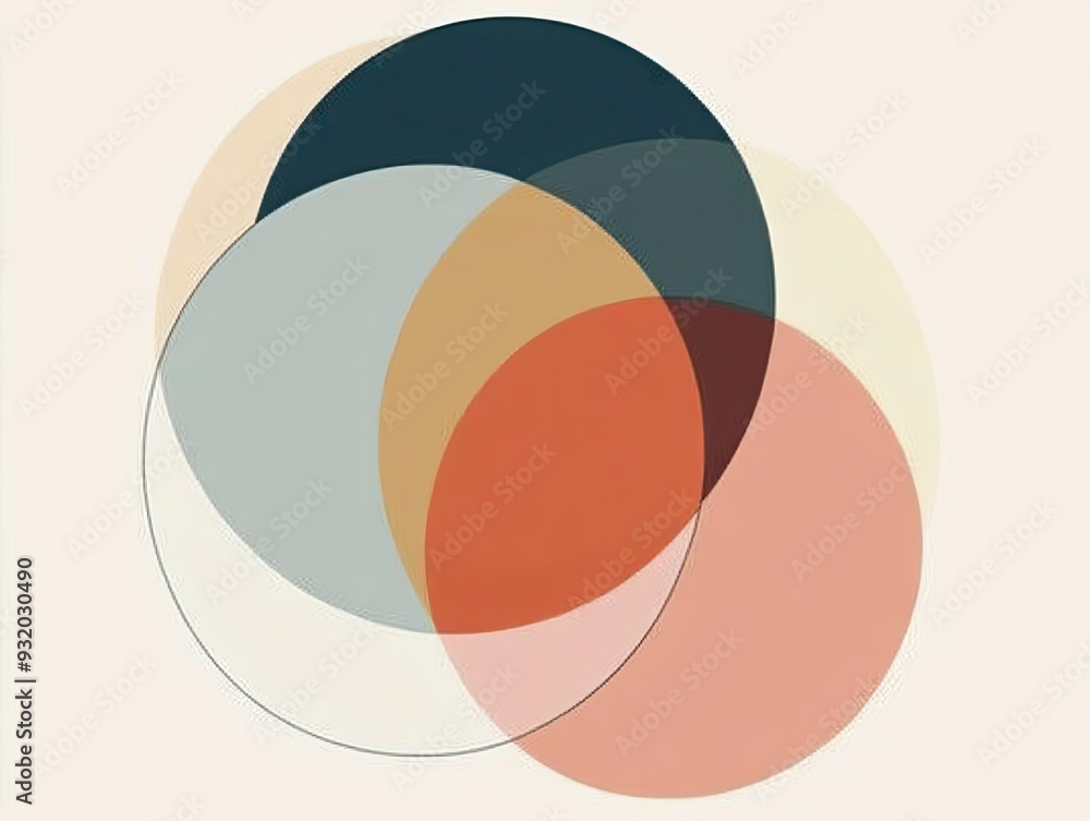 Abstract Venn diagram with overlapping circles in pastel colors. Abstract Venn diagram with overlapping circles in pastel colors.
