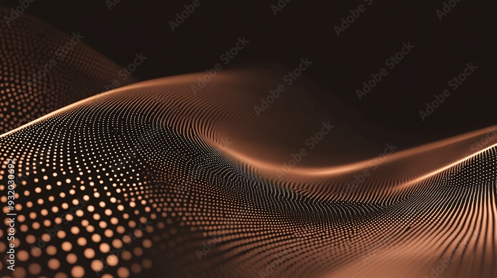 Naklejka premium Dots in varying sizes creating a dynamic pattern on a dark brown background