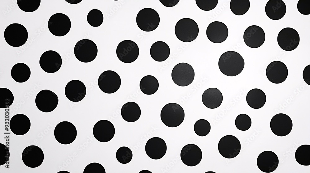 Large black dots evenly spaced on a white background creating a bold pattern Large black dots evenly spaced on a white background creating a bold pattern