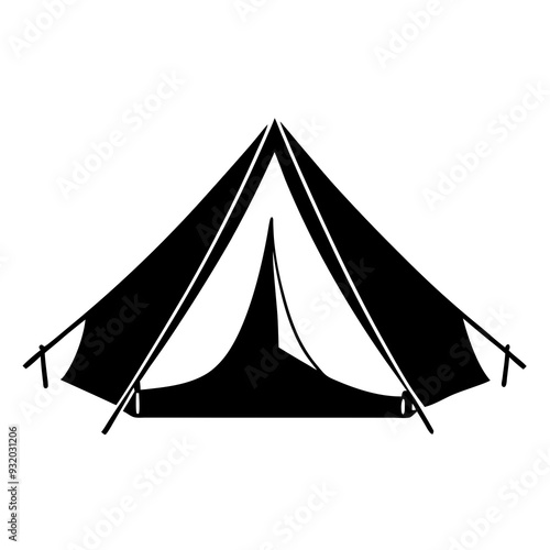 camping tent silhouette vector illustration. Camper trailer icon. Vector illustration isolated on white background