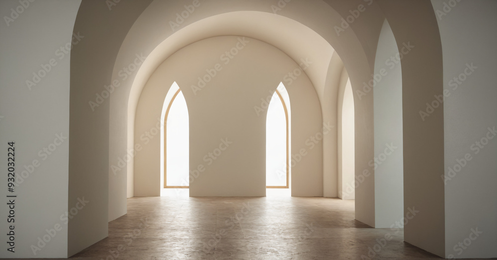 Empty room with columns and arches. Elegant mosque background Empty room with columns and arches. Elegant mosque background