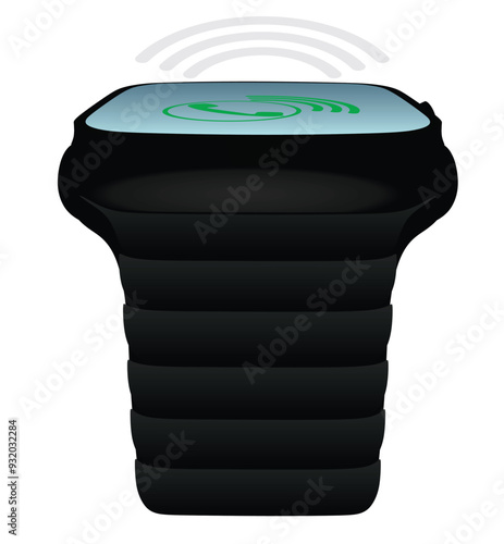 Black smart hand watch. vector illustration