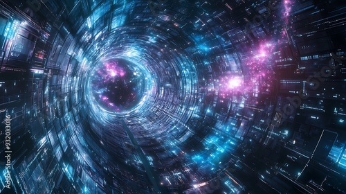 Fototapeta Naklejka Na Ścianę i Meble -  A high-tech space observatory with digital star tracking and deep space analysis