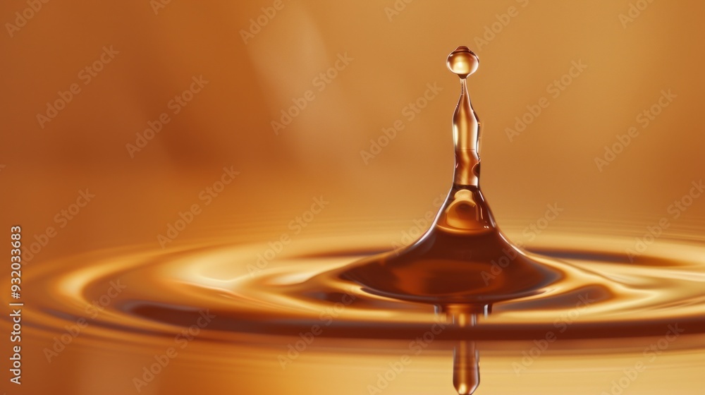 A mesmerizing drop of oil drips and melts, forming unique abstract shapes in rich topaz hues against a smooth surface A mesmerizing drop of oil drips and melts, forming unique abstract shapes in rich topaz hues against a smooth surface