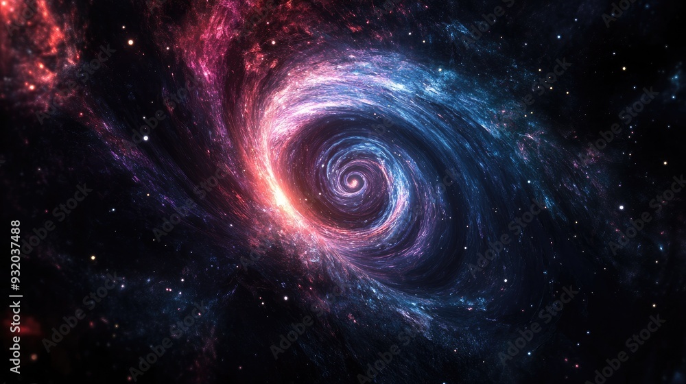 A dark abstract space background with luminous streaks and particles resembling a time vortex spiraling towards infinity A dark abstract space background with luminous streaks and particles resembling a time vortex spiraling towards infinity