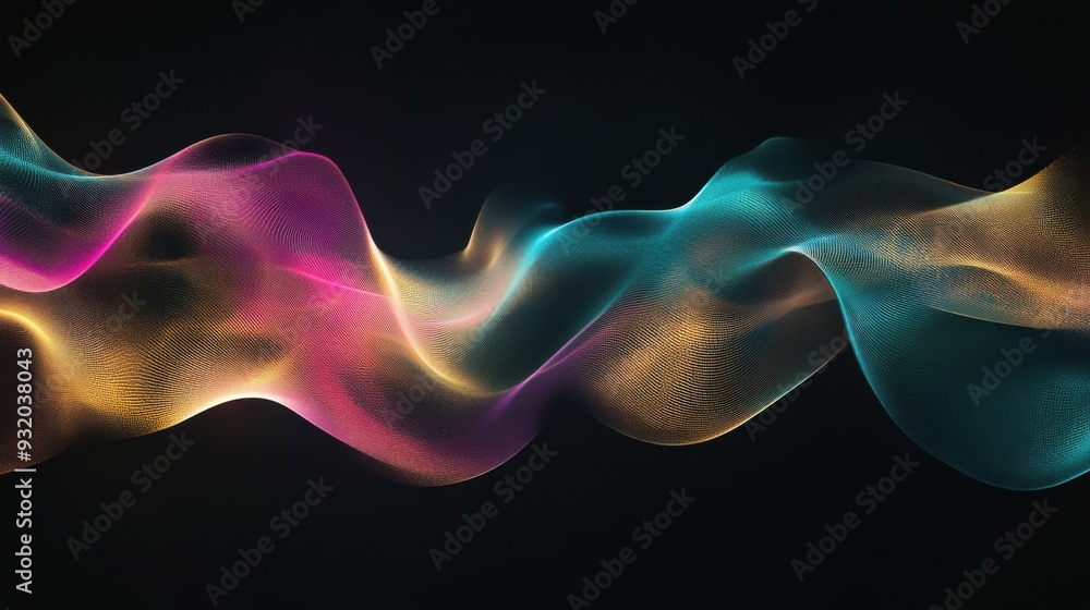 Futuristic abstract gradient background showcasing gentle, undulating waves against a deep navy backdrop Futuristic abstract gradient background showcasing gentle, undulating waves against a deep navy backdrop