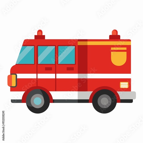 High-Quality Image of a Modern Fire Engine Truck Isolated on a Clean White Background for Emergency Services and Safety Promotion