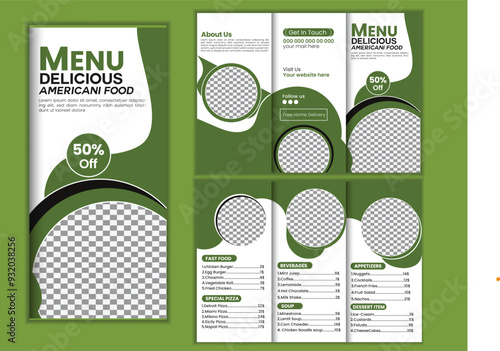 Trifold food menu template brochure.