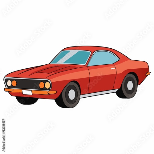 Stunning Vintage Muscle Car Isolated on White Background Perfect for Automotive Advertisements and Automotive Enthusiast Publications