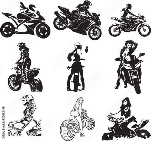 Motorcycle or Lady Biker vector art