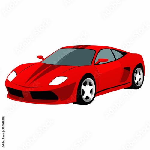 A Stunning Red Sports Car Isolated on a White Background Perfect for Marketing and Design Projects