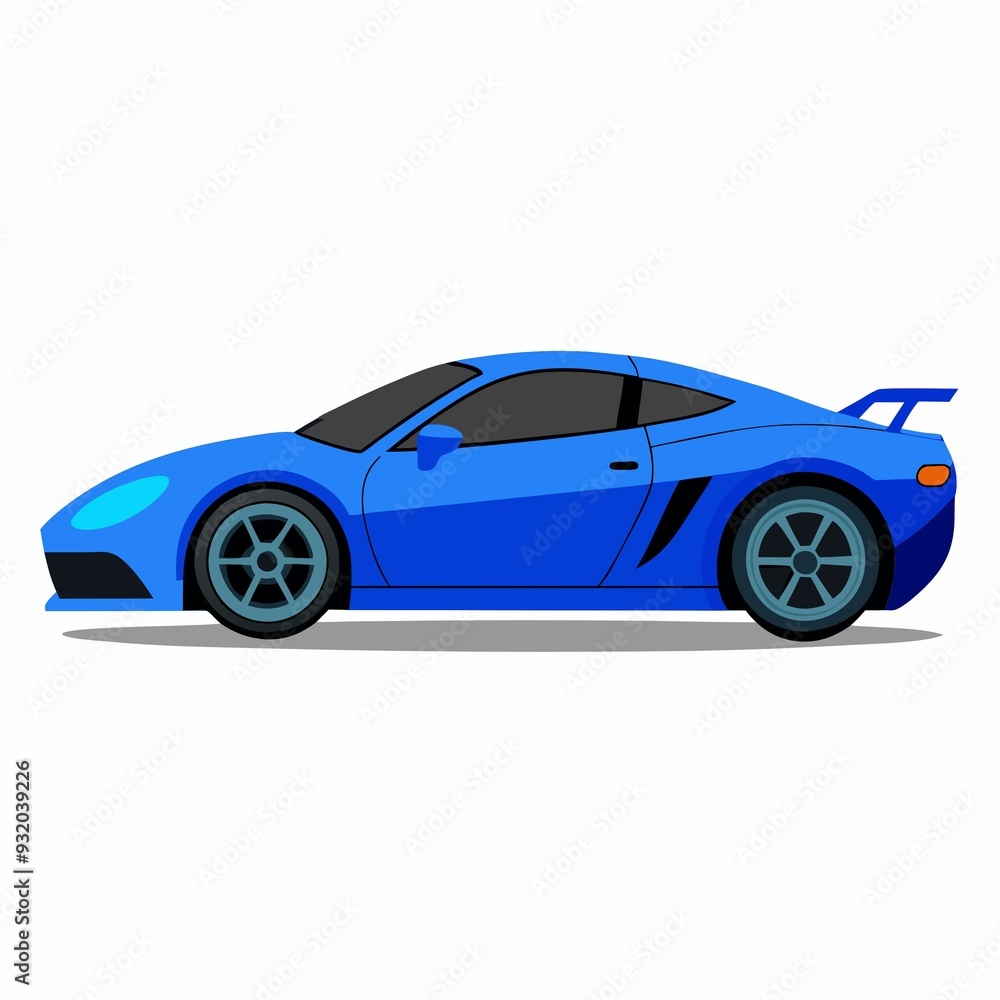 Fototapeta premium A Stunning Blue Sports Car Isolated on a White Background for Automotive Marketing and Design Projects